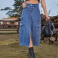 American Style Elastic Waist Denim Workwear Casual Long Dress Skirt New Arrival Women's Clothing European And American Crossbody