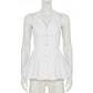 Tuularose White Sexy Top Elegant V Neck Slim Sleeveless Backless Top Casual Beach Vacation High Street Commuter Female Tops 2025