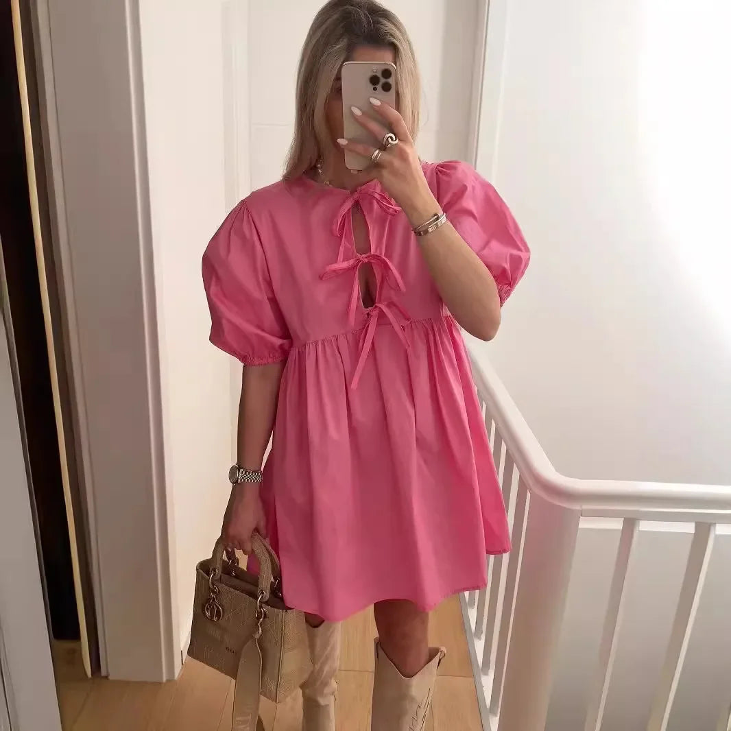 Elegant Fashion Women's Dress Cross-Border Butterfly Knot Front Strap Simple Style Chinese Origin Clothing Ladies' Skirt
