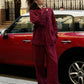 Bornladies Cotton Casual Pants Sets Women's Solid Color Cozy Lapel Long Sleeve Shirt Summer Outfit Elastic Waist Pants Suits