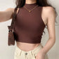 New Arrivals Yoga Fitness Camis Tanks Women Sexy Skinny Cropped Tank Tops Vintage Y2K Turtleneck Camisole Sports Tee Shirt Woman