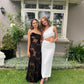 Mingmingxi Black Mesh Birthday Dress for Women 2024 One Shoulder Sexy Long Dress Slim Elegant Flower Wedding Guest Party Dresses
