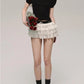 Deeptown Kawaii Sexy Ruffle White Mini Skirt Fairycore Cake Pleated Lace Up Short Skirts Coquette Casual Layered Patchwork Skirt