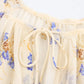 PB&ZA Women's Blouse Off - the - Shoulder Design with Floral Print Puff Sleeves and Front Button - down for a Feminine Look