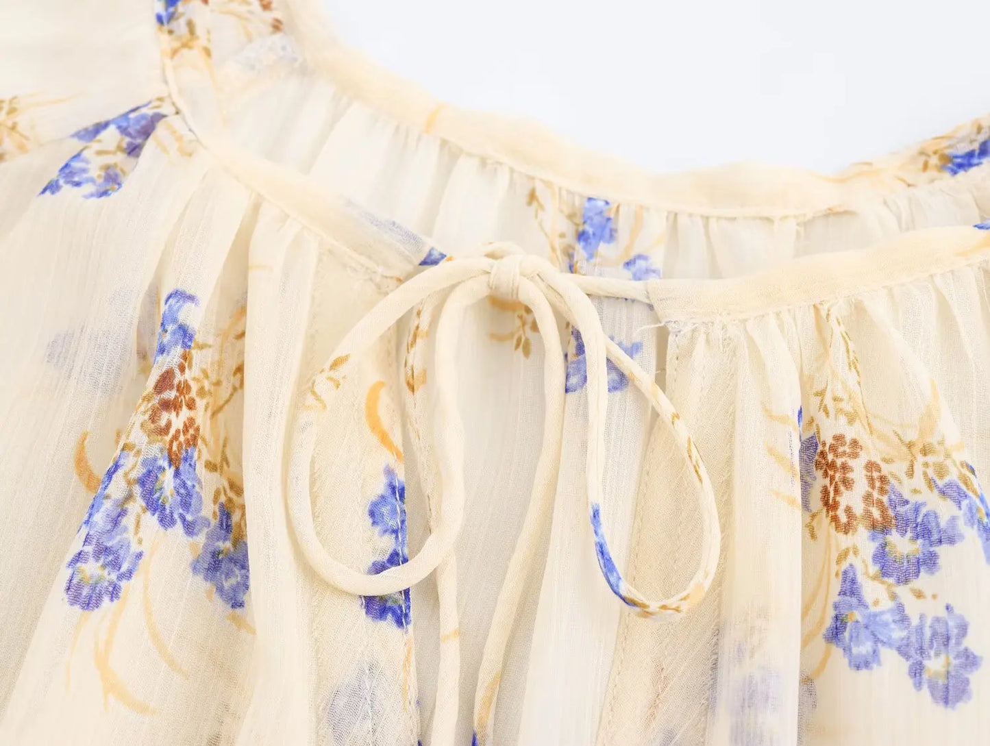PB&ZA Women's Blouse Off - the - Shoulder Design with Floral Print Puff Sleeves and Front Button - down for a Feminine Look