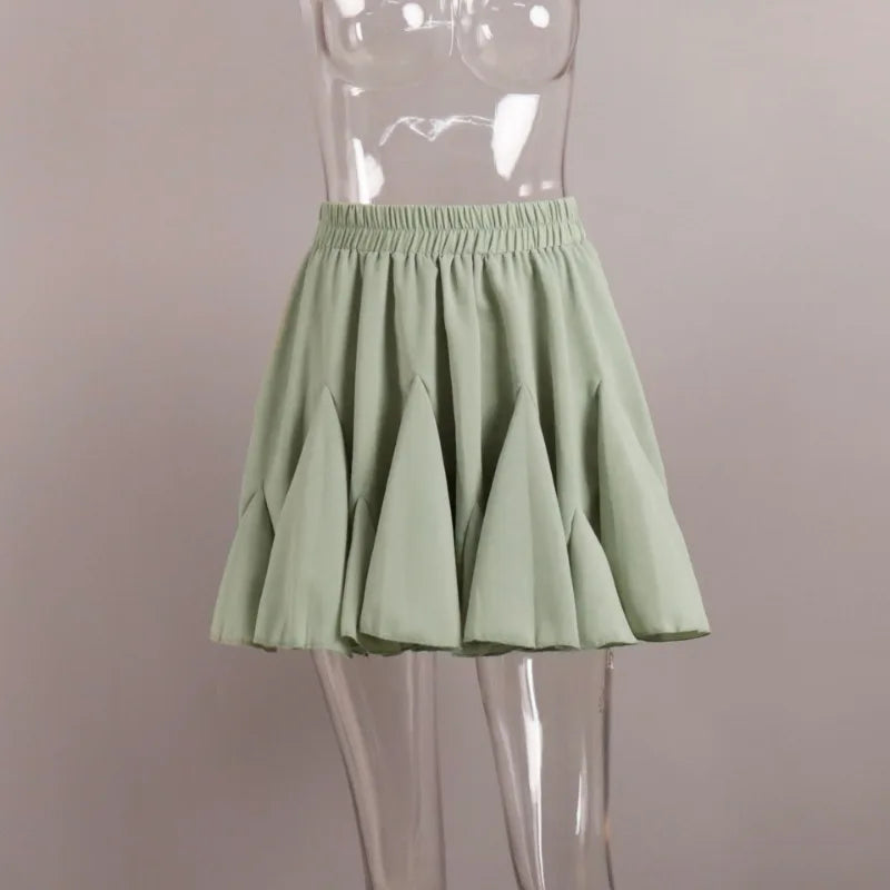 Tuularose Summer Ruffle Short Skirt Women 2025 Summer New Y2k Pleated Patchwork Skirt Casual Streetwear Office Lady Female Skirt