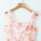 SAW Independent Station Pure Desire Square Collar Dress with Pocket Pink Print Ribbon Corduroy Sleeveless Women's Dress