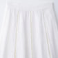 TRAFZA Women Fashion O-Neck Crocheting Details White Skirt Suit Short-sleeve Blouse+Side Zipper White Pleated Midi Se Long Skirt