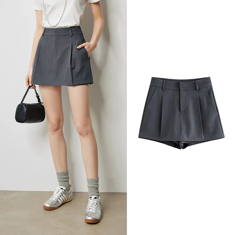 TOYOUTH Women Mini Skirt Pants 2024 Autumn New High Waisted A Line Suit Pants Skirt