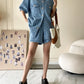 Women's Denim Short Sleeve Top and Shorts Two Piece Suit French Fashion Spring Summer Cowgirl Top Streetwear Korean Leisure New