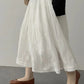 French Style A- Line Cotton Linhing Skirt Women's Summer High Waist Slimming Loose Midi Skirt Tea Break Fashion plus Size