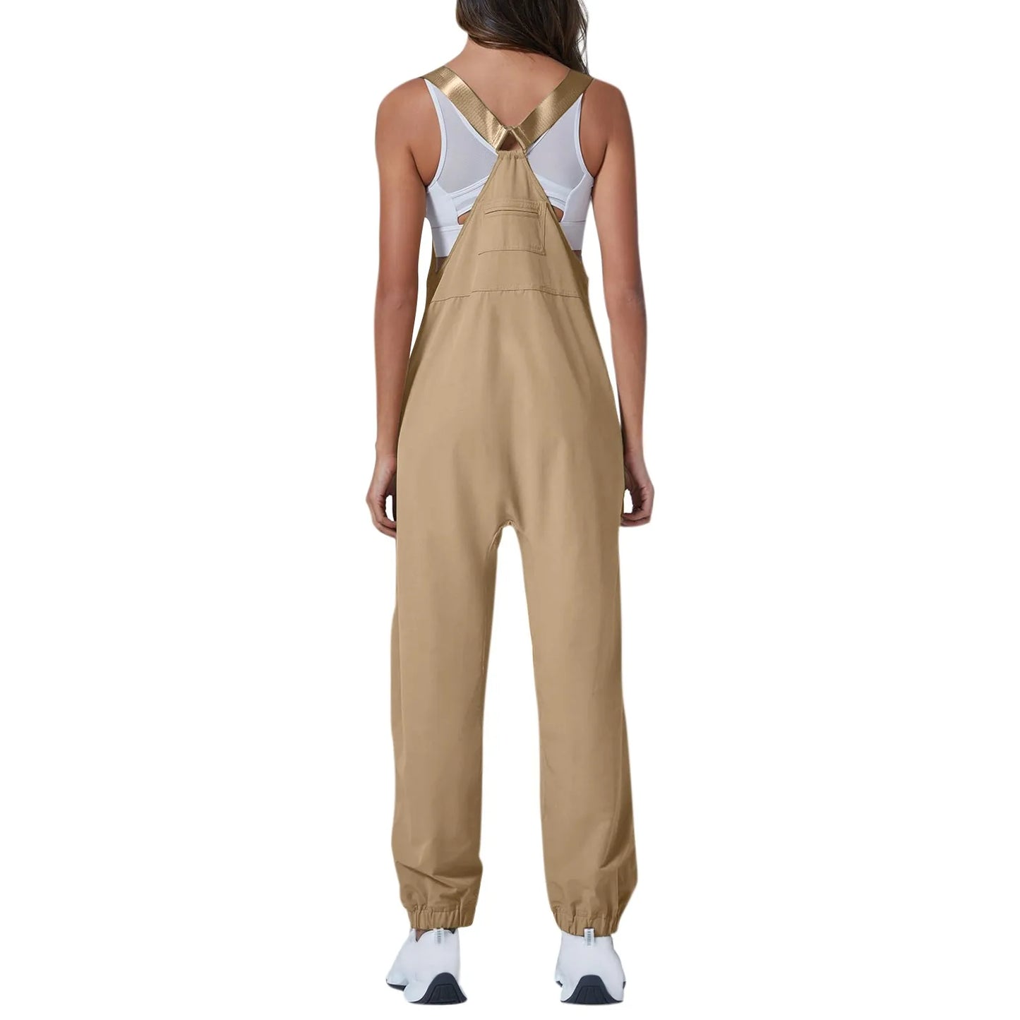 Women'S Jumpsuits Summer Fashion Casual Loose Wide Leg Jumpsuits Solid Color Insert Pockets Retro Button Strap Jumpsuits