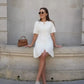 Trendix Elegant Knit Mini Dress Women Street Slim High Waist Short Sleeve Rib Sweater Dresses Vacation Bodycon Knitwear Dress