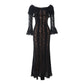 Oligai Winter Lace Long Sleeve Evening Party Dresses Women 2025 Black Sexy Elegant Maxi Dress Fashion Long Wedding Guest Dress
