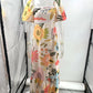 Fashion Square Collar Printed Long Dress Women Elegant Casual Short Puff Sleeved Dresses 2024 Summer Chic Female Vacation Robes