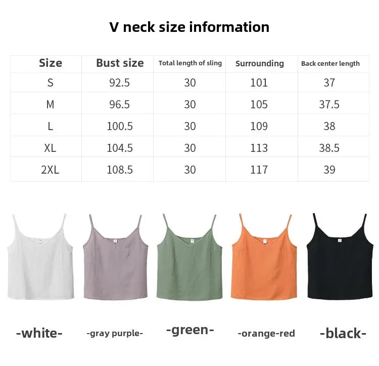 Pure Color Cotton Linen Sleeveless V-Neck Women's Tank Top Loose Fit Simple Style Outerwear Casual Comfortable Vest