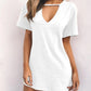 Summer Sexy Mini Black Dress 2025 V Neck Cut Out Loose Dress Women Elegant Short Sleeve Club Party Dress Solid Color Streetwear