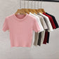 2025 Summer T shirts for Women Casual Female Korean Knit Streetwear Tees Basic Solid Young Cool Tops