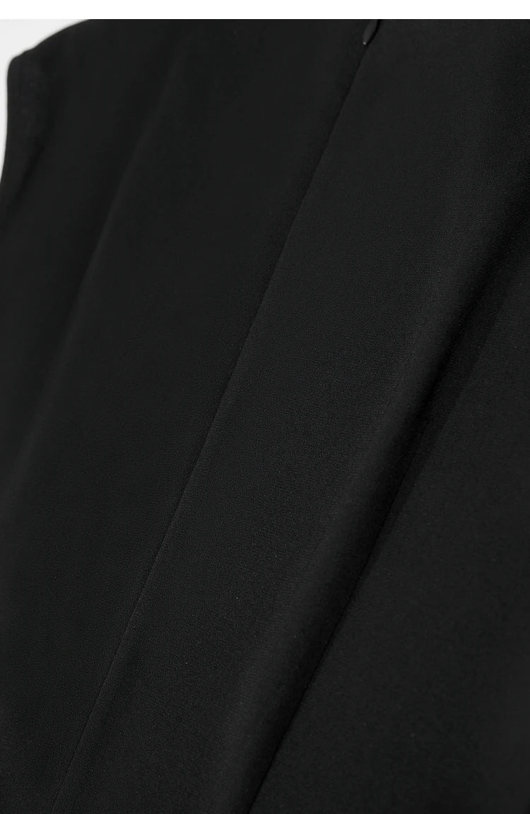 Amii Minimalism 2024 Summer New Sleeveless Small Black Dress Short Slim Half-high Neck Fashion Female Dresses for Women 12452052