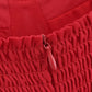 French Red Holiday Party Sling Summer Dress For Women Bow Shoulder A-line Slim Midi Chiffon Dresses