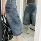 American Style Retro Street Women's Mid-Length Jeans Graffiti Design Loose Straight Cut Shorts Casual Fashionable Denim Shorts
