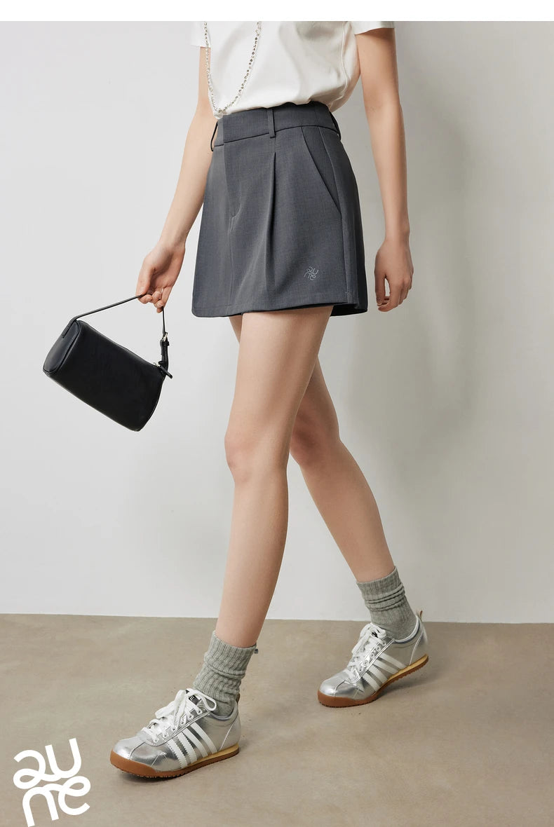 TOYOUTH Women Mini Skirt Pants 2024 Autumn New High Waisted A Line Suit Pants Skirt