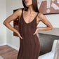 Trendix Knit Backless Dress For Women V Neck Slim Sleeveless Suspender Maxi Dress Vacation Sexy Beach Knitted Elegant Long Dress