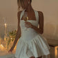 Trendix Ruffle Mini Dress Femme Sexy Backless Patchwork Sleeveless Slim A-Line Dress Vacation Casual Beach Party Elegant Dresses