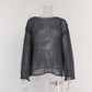 Original Fashion Hollow Out Knit Shirt Spring And Summer Women's Perspective Thin O-Neck Loose Elastic Long Sleeve Knit T-shirt