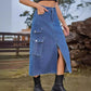 American Style Elastic Waist Denim Workwear Casual Long Dress Skirt New Arrival Women's Clothing European And American Crossbody
