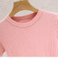 2025 Summer T shirts for Women Casual Female Korean Knit Streetwear Tees Basic Solid Young Cool Tops