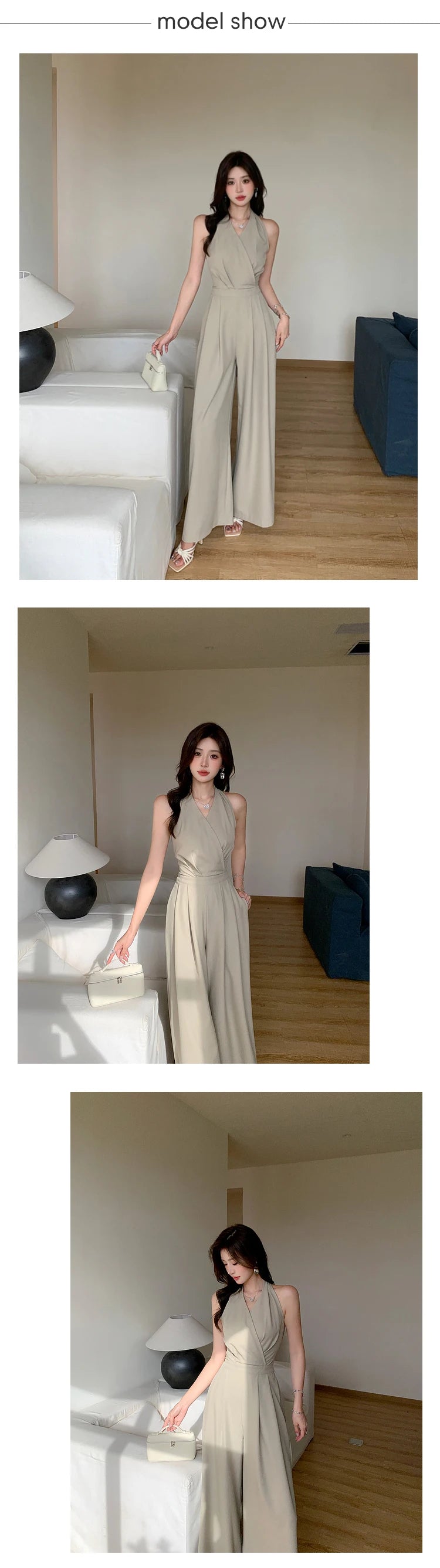 Fashion Elegant Women's Maxi Jumpsuits Style Formal Casual Hatler Bandage Bow Backless Long Pants Party Mujer Loose Rompers Lady