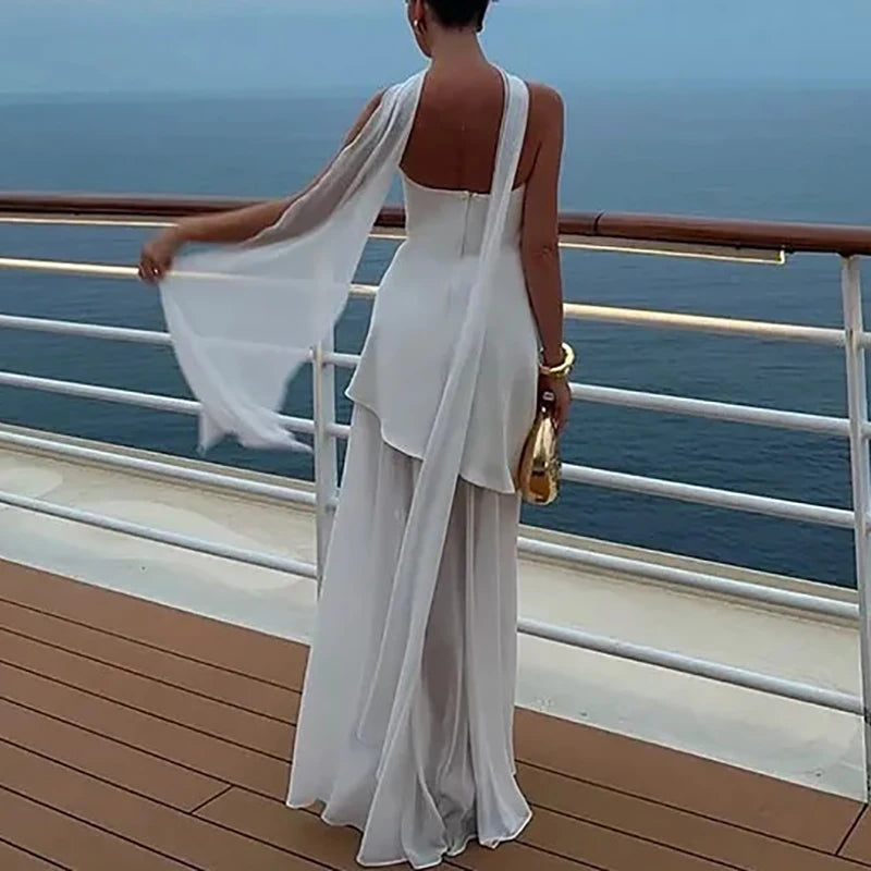 Casual Mesh Patchwork Women's Long Dress Fashion Strapless Split Banquet Dress 2025 Spring Summer Elegant Solid Holiday Dresses