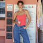 TARUXY Knitted Hollow Tanks Top Female Sexy Backless Lace Up Solid Sweater Vest Slim Halter Short Tops Casual 2025 Summer New