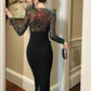 Luxury Elegant Annual Party Dress Women French Colorful Sequins Black Bodycon Single Breasted Robe Femme Banquet Prom Vestidos