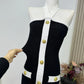 2025 Women Celebrity Sexy Backless Halter Button Bodycon Black Mini Bandage Dress Elegant Evening Club Party Dresses Vestidos