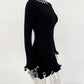TARUXY Spring New Knitted Mini Dress For Women Fungus Contrast Color Slim Sweater Dress Elegant Female Party Clothes Long Sleeve