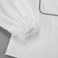 Bornladies 100% Cotton Casual Fashion Long Sleeve Set Summer Women's Pocket Black White Chic Shirt Shorts Loose Two-piece Set