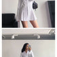 HOUZHOU Black Shirt Dress Women Elegant Vintage Long Sleeve Dresses Sexy Gothic Pleated Streetwear Turn-down Collar Casual Robe