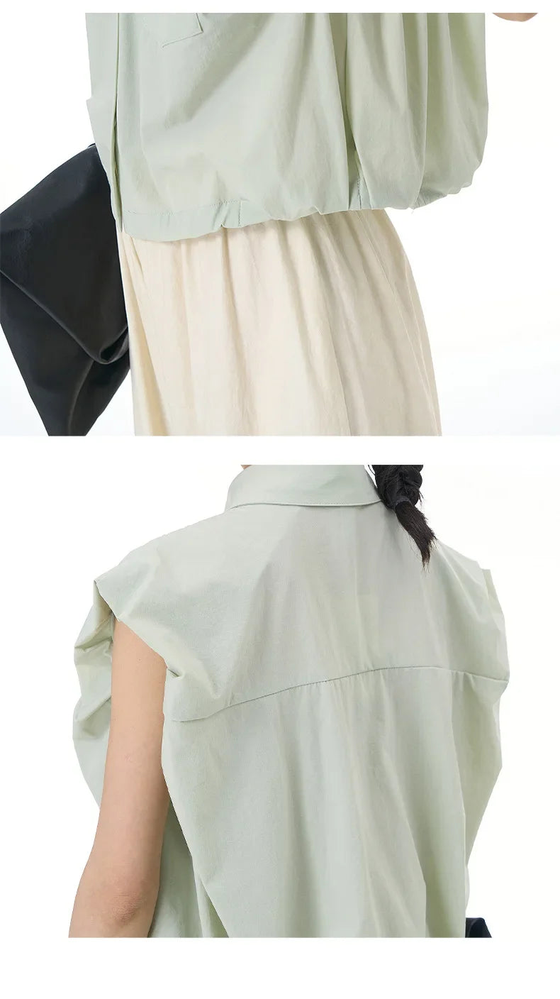 2024 Summer New Plus Size Women's Loose Fit Slimming Sleeveless Short Sleeve Shirt Cropped Trendy Cool Clothing