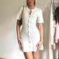 Trendix Elegant Knit Mini Dress Women Street Slim High Waist Short Sleeve Rib Sweater Dresses Vacation Bodycon Knitwear Dress