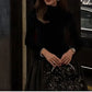 2025 New Lady Chic Party Gowns Elegant Women Velvet Long Sleeve Pleated Hem Robes Fashion Half High Collar Slim Fit Maxi Dress
