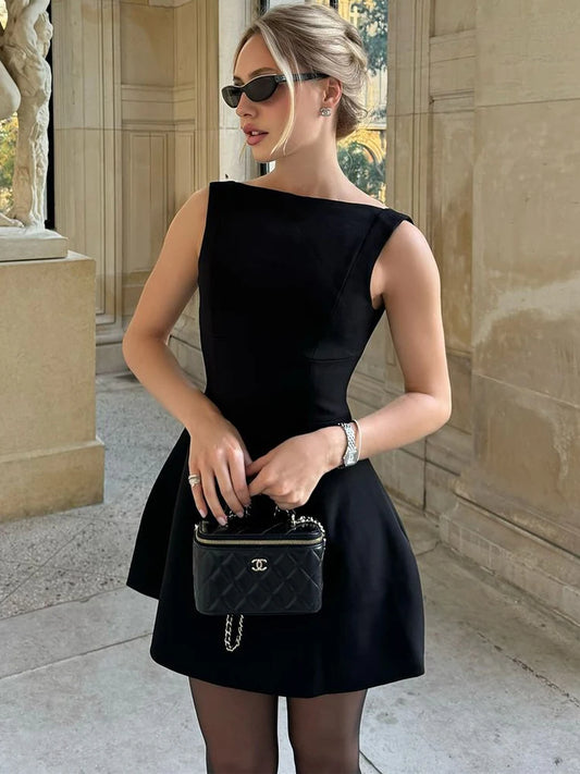 Trendix Slim Sleeveless Tank Dress Female 2024 Autumn Trendy High Waist Backless Mini Dresses Street Casual Vacation Party Dress