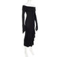 IAMSURE Elegant Fashion Dark Ruffles Split Long Dress Gothic Slash Neck Long Sleeve Maxi Dresses For Women 2023 Holiday Beach