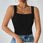 Solid Square Neck Tank Top, Casual Summer Sleeveless Top, Women's Clothing