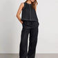 Wolfeel Cotton Linen Vest  Wide Leg Long Pants Set Women's Pants Sleeveless Top Casual Suit 2025 Spring Summer New Pant Sets