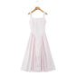 Sexy Sleeveless Elegant Plaid Dress Women Lace Up Back A-line Midi Summer Dresses Party Robe
