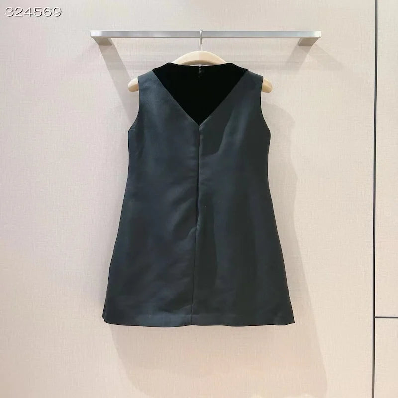 Fyion 2024 New Runway Design Summer Sleeveless Black Dress Women Beading Sexy Ladies Hot Sale Party Knee-Length Vestidos
