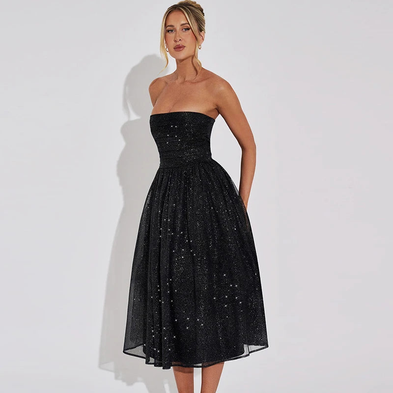 Hawthaw Women 2024 Summer Autumn Elegant Party Club Evening Birthday Bodycon Black Midi Dress Wholesale Items For Business