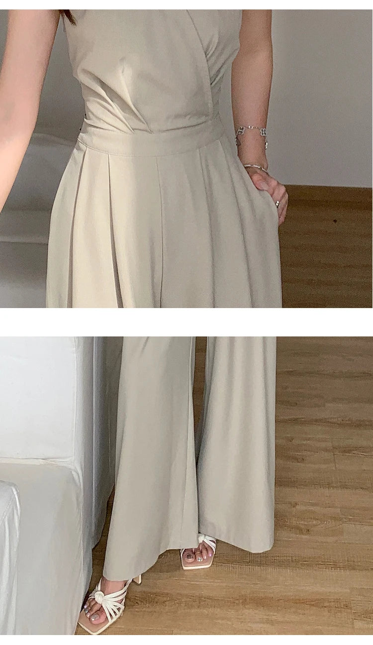 Fashion Elegant Women's Maxi Jumpsuits Style Formal Casual Hatler Bandage Bow Backless Long Pants Party Mujer Loose Rompers Lady
